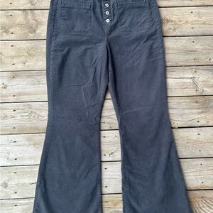 American Eagle Corduroy high rise flare pants Grey Stretch Button Fly